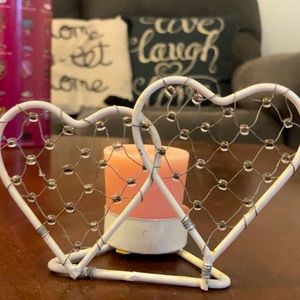 Crystal two heart votive holder with votive.